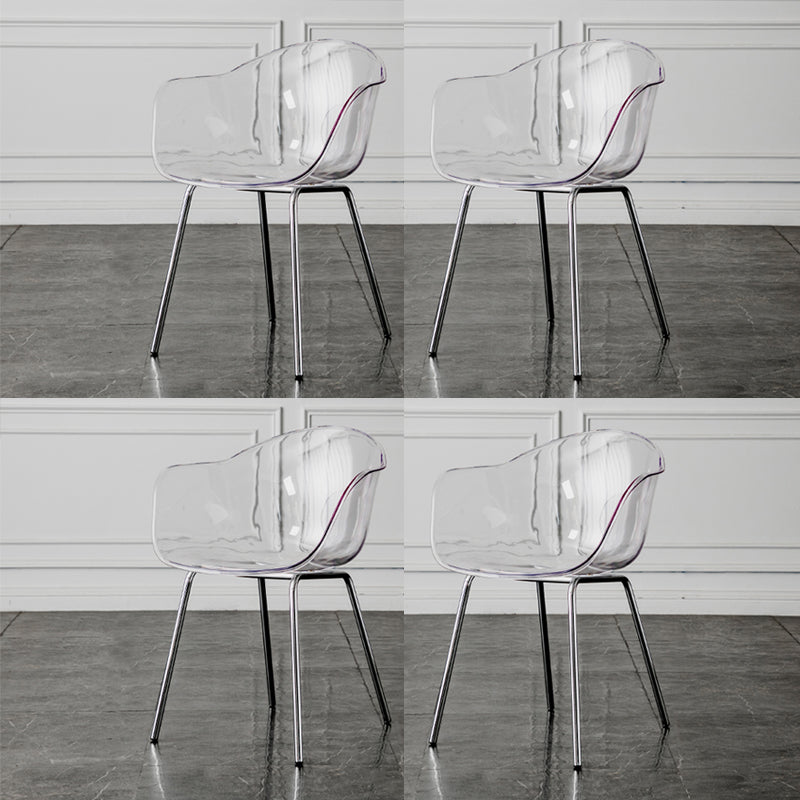 Contemporary Style Dining Chairs Arm Side Chair with Metal Legs for Kitchen