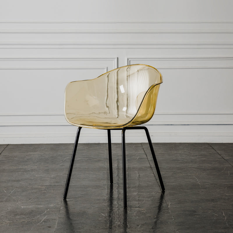 Contemporary Style Dining Chairs Arm Side Chair with Metal Legs for Kitchen