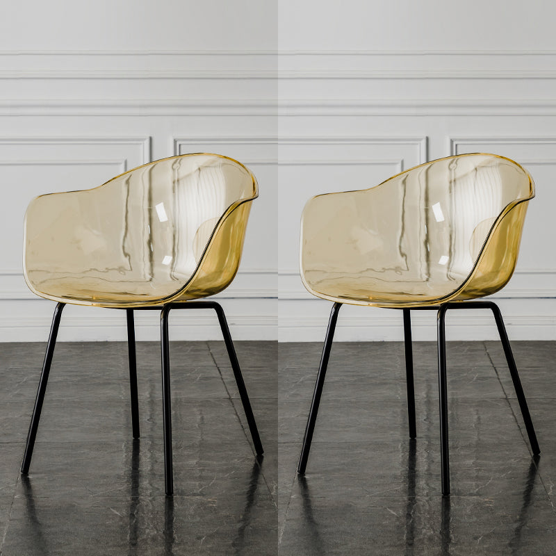 Contemporary Style Dining Chairs Arm Side Chair with Metal Legs for Kitchen