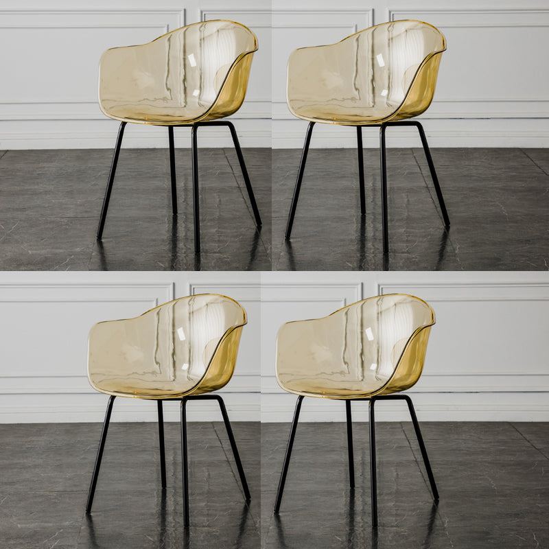 Contemporary Style Dining Chairs Arm Side Chair with Metal Legs for Kitchen