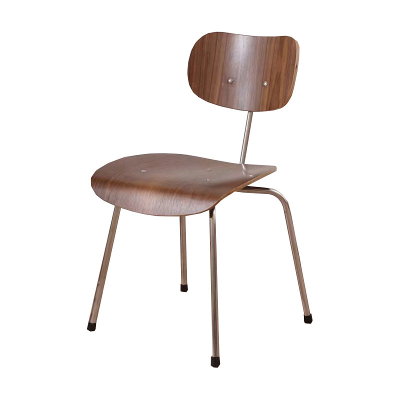 Modern Style Wooden Dining Chairs Open Back Dining Side Chair with Metal Legs