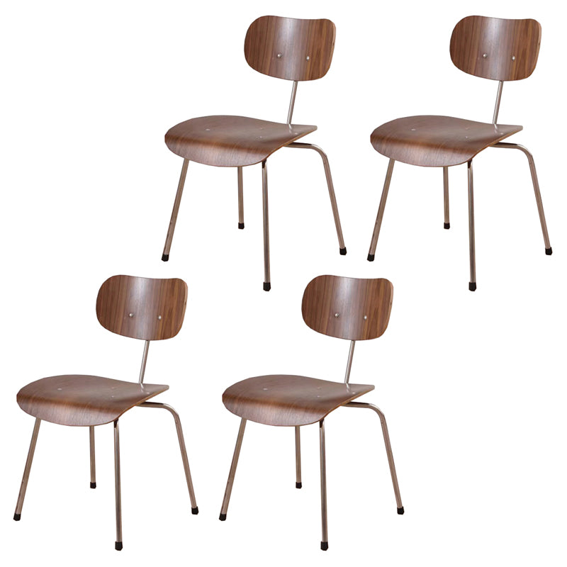Modern Style Wooden Dining Chairs Open Back Dining Side Chair with Metal Legs