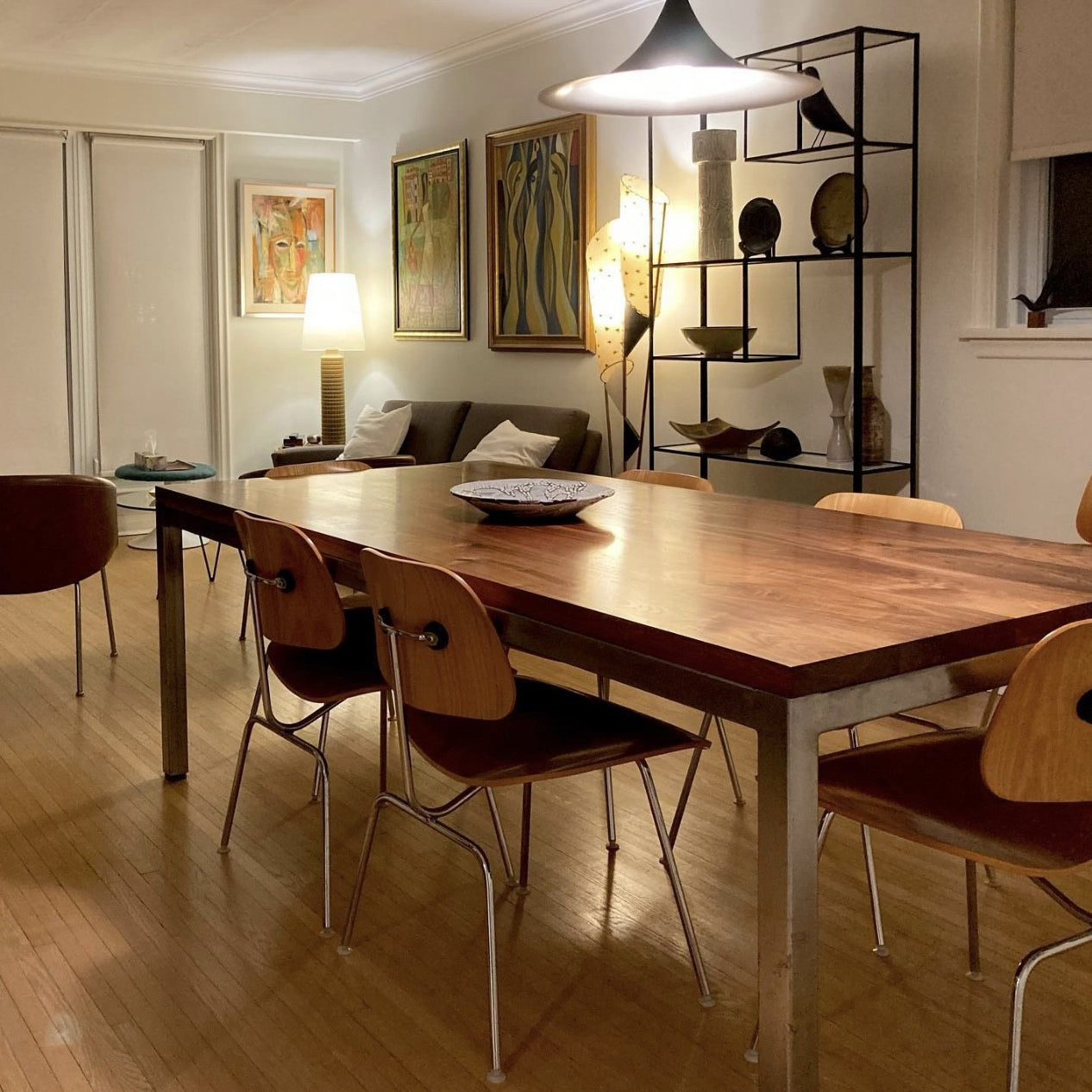 Modern Style Wooden Dining Chairs Open Back Dining Side Chair with Metal Legs