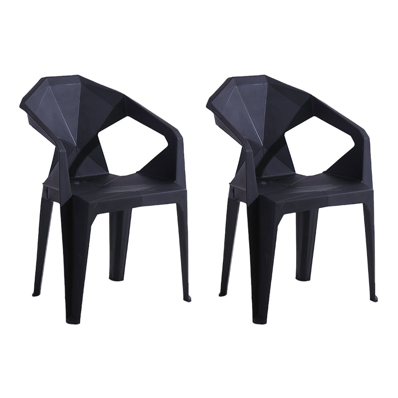 Silla de comedor de plástico de estilo moderno, silla lateral de comedor apilable con brazo para cocina