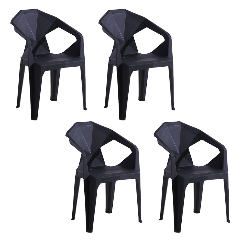 Silla de comedor de plástico de estilo moderno, silla lateral de comedor apilable con brazo para cocina