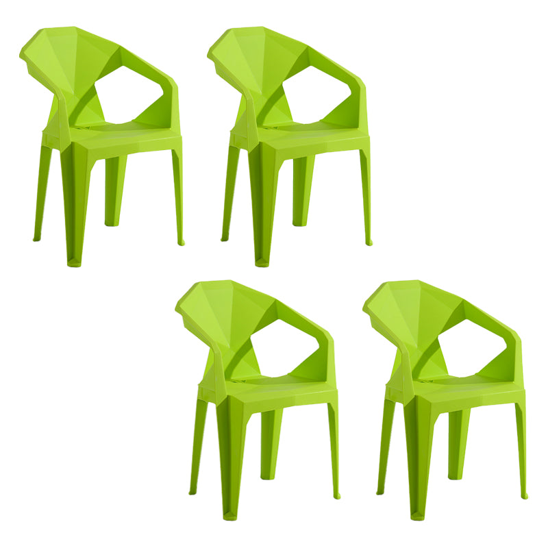 Silla de comedor de plástico de estilo moderno, silla lateral de comedor apilable con brazo para cocina