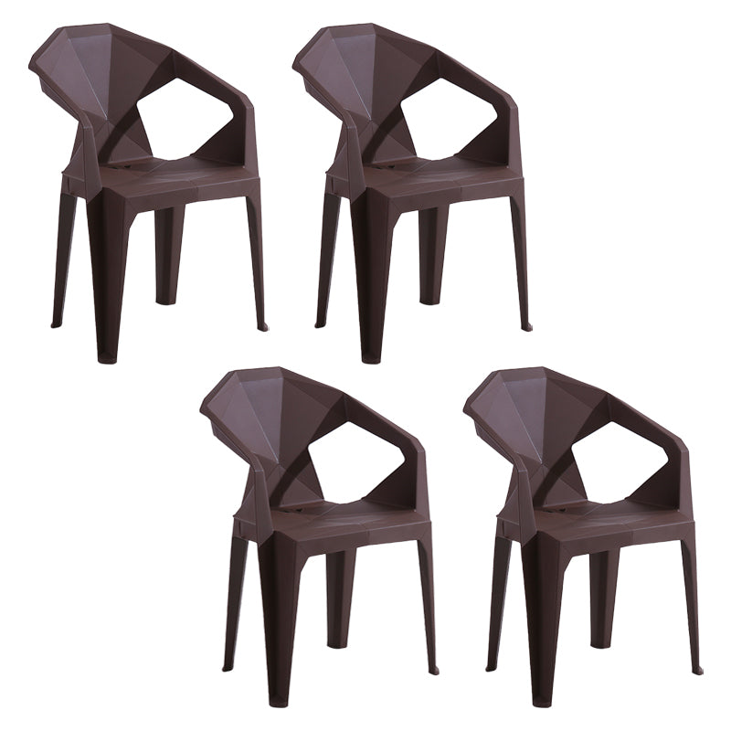 Silla de comedor de plástico de estilo moderno, silla lateral de comedor apilable con brazo para cocina
