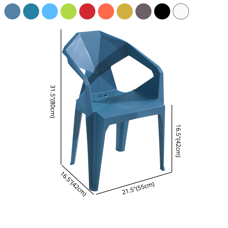 Silla de comedor de plástico de estilo moderno, silla lateral de comedor apilable con brazo para cocina