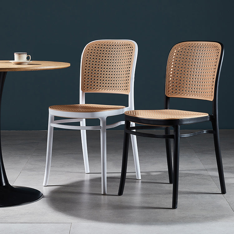 Silla de comedor de estilo moderno, silla lateral sin brazos de comedor de plástico para cocina