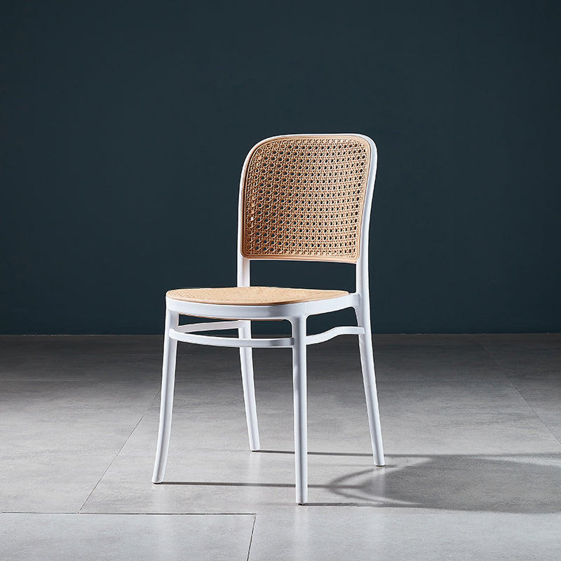 Silla de comedor de estilo moderno, silla lateral sin brazos de comedor de plástico para cocina