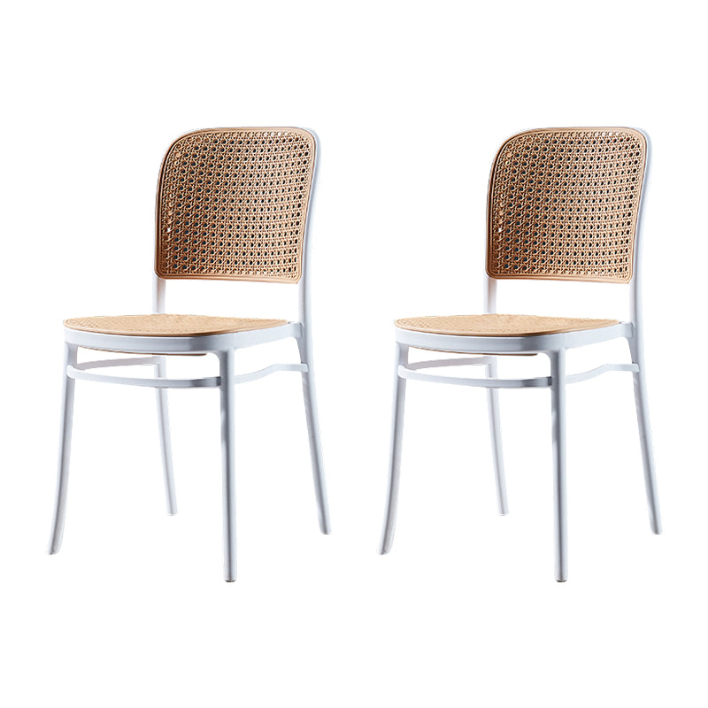 Silla de comedor de estilo moderno, silla lateral sin brazos de comedor de plástico para cocina