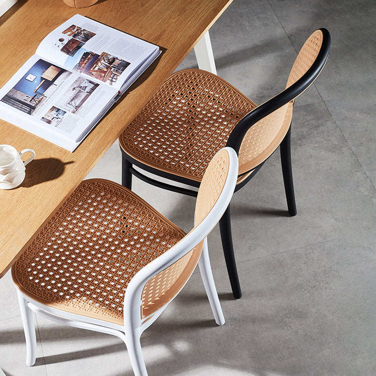Silla de comedor de estilo moderno, silla lateral sin brazos de comedor de plástico para cocina