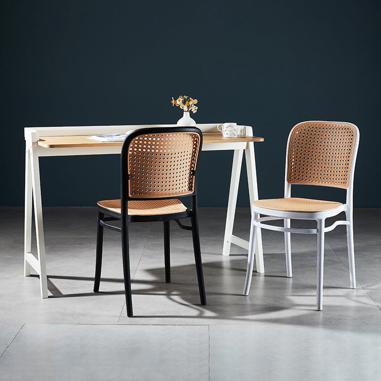 Silla de comedor de estilo moderno, silla lateral sin brazos de comedor de plástico para cocina