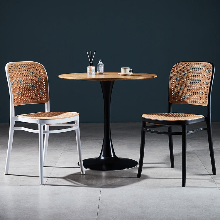 Silla de comedor de estilo moderno, silla lateral sin brazos de comedor de plástico para cocina