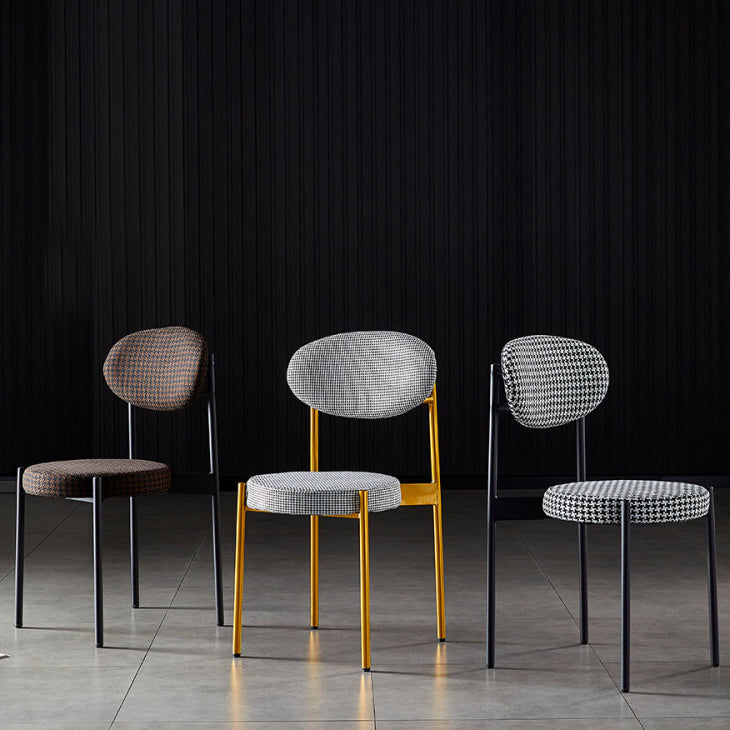 Silla de comedor de cocina estilo Glam, sillas laterales sin brazos de comedor de metal