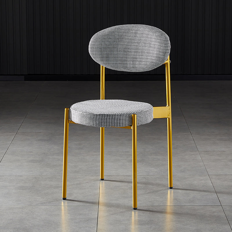 Silla de comedor de cocina estilo Glam, sillas laterales sin brazos de comedor de metal