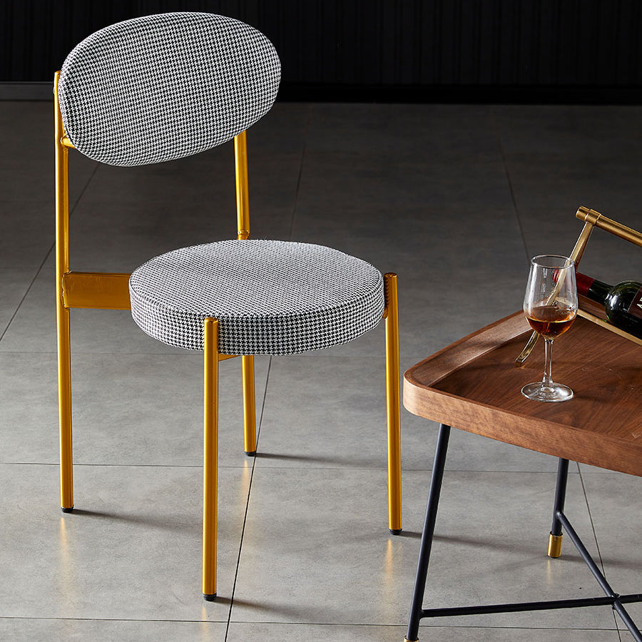 Silla de comedor de cocina estilo Glam, sillas laterales sin brazos de comedor de metal