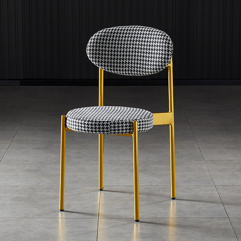Silla de comedor de cocina estilo Glam, sillas laterales sin brazos de comedor de metal