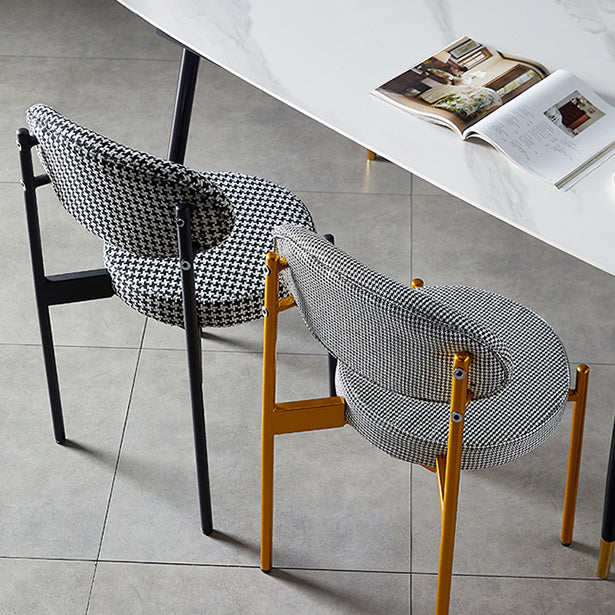 Silla de comedor de cocina estilo Glam, sillas laterales sin brazos de comedor de metal