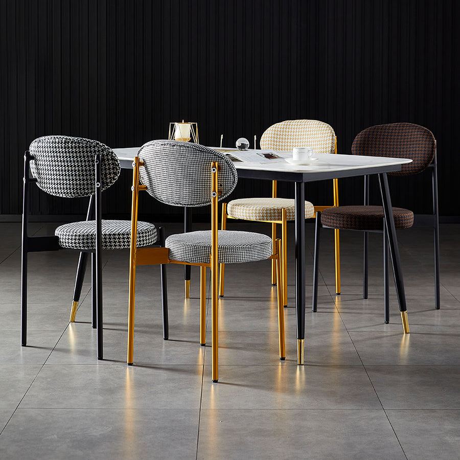 Silla de comedor de cocina estilo Glam, sillas laterales sin brazos de comedor de metal