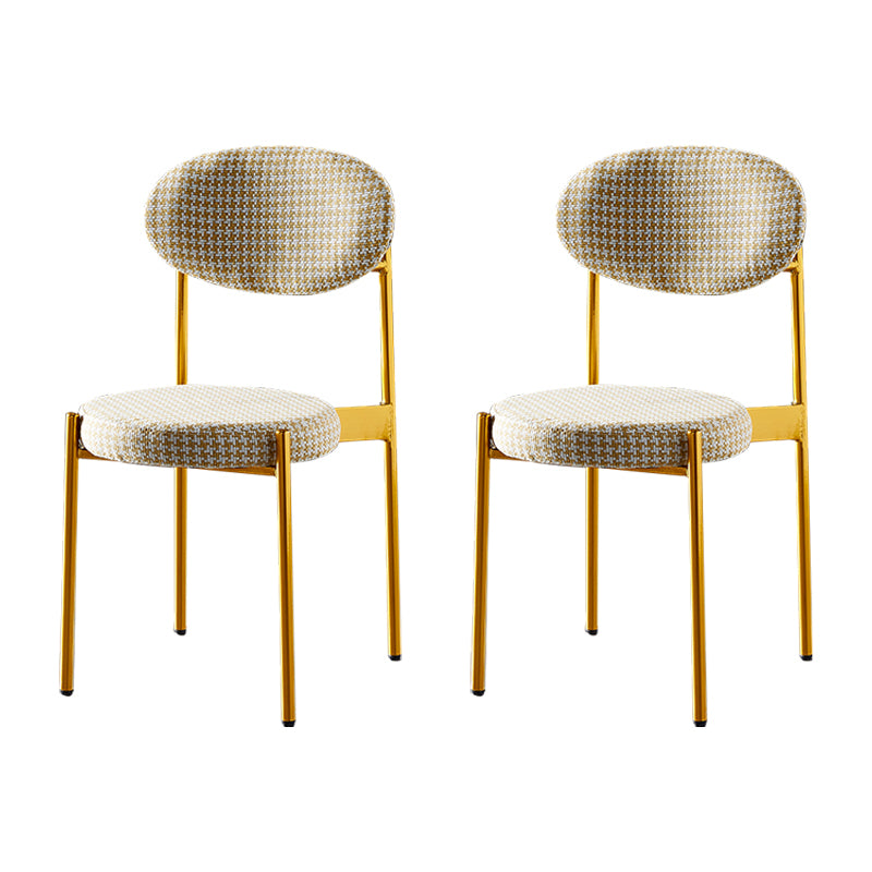 Silla de comedor de cocina estilo Glam, sillas laterales sin brazos de comedor de metal