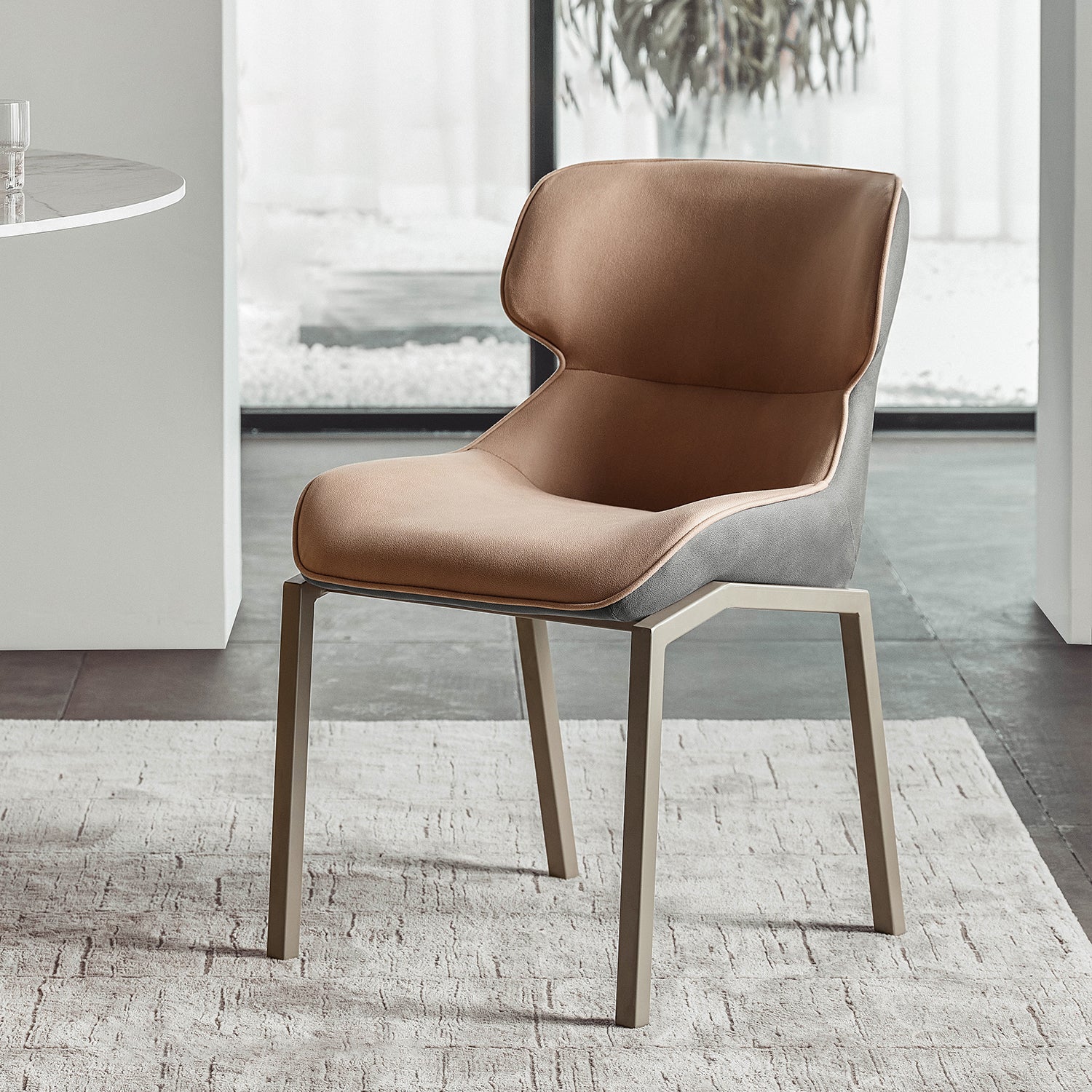 Sillas de comedor de cuero con sillón Wingback Parsons de estilo contemporáneo para uso doméstico