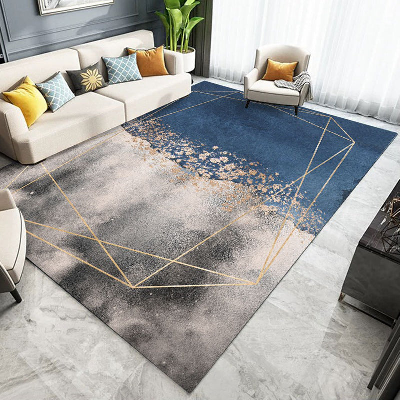 Gray Modern Rug Polyester Abstract Graphic Rug Washable Rug for Living Room