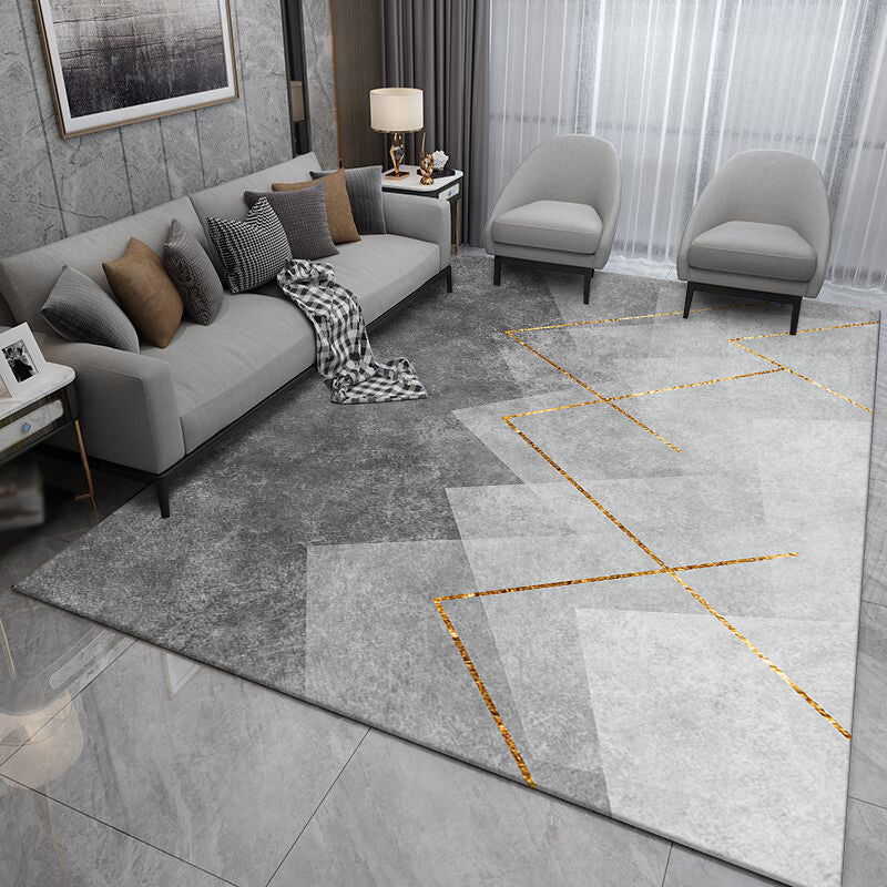 Modern Geometry Pattern Carpet Polyester Indoor Rug Non-Slip Backing Area Carpet for Home Decoration