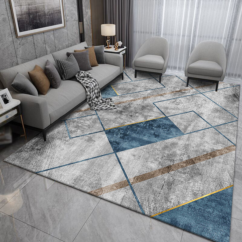 Modern Geometry Pattern Carpet Polyester Indoor Rug Non-Slip Backing Area Carpet for Home Decoration