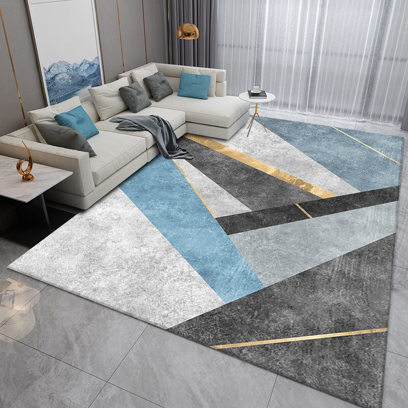 Modern Geometry Pattern Carpet Polyester Indoor Rug Non-Slip Backing Area Carpet for Home Decoration