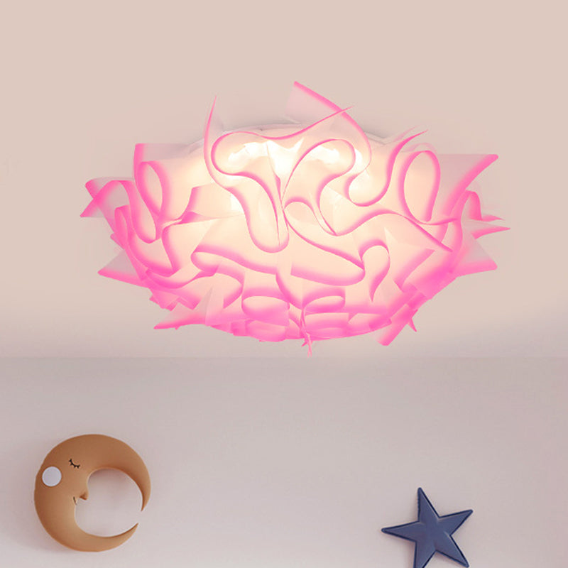 Modern Creative LED Flush Ceiling Light with Twist Acrylic Shade Pink/Orange/Blue Kid Room Ceiling Light in Third Gear