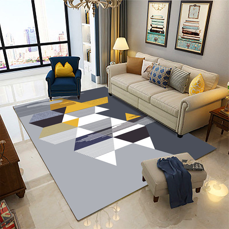 Creative Geometry Print Area Rug Polyester Indoor Carpet Pet Friendly Rug for Home Decoration