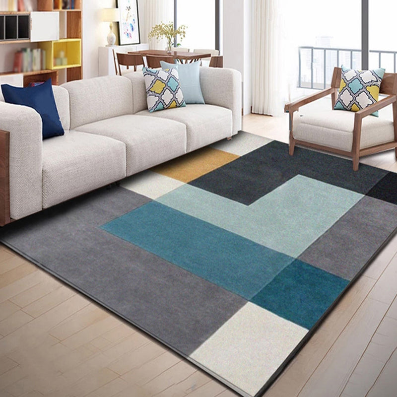 Creative Geometry Print Area Rug Polyester Indoor Carpet Pet Friendly Rug for Home Decoration