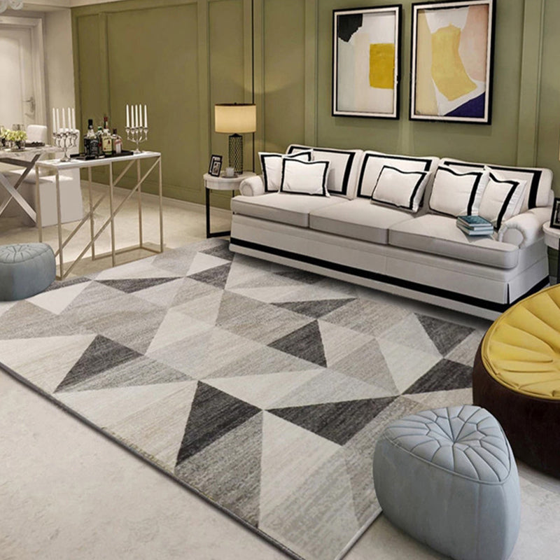 Creative Geometry Print Area Rug Polyester Indoor Carpet Pet Friendly Rug for Home Decoration