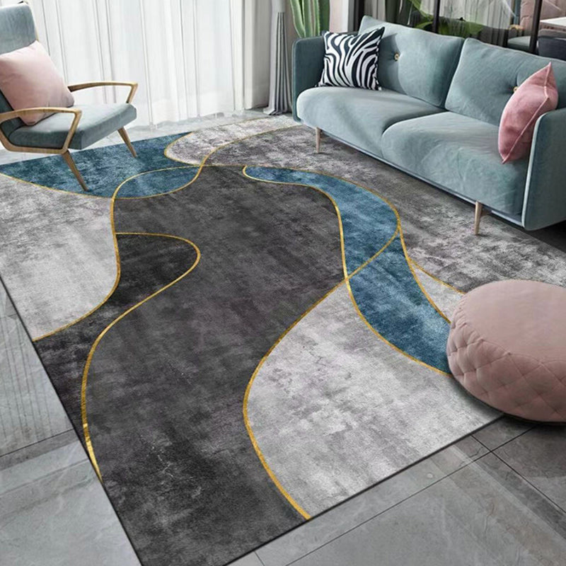 Creative Geometry Print Area Rug Polyester Indoor Carpet Pet Friendly Rug for Home Decoration