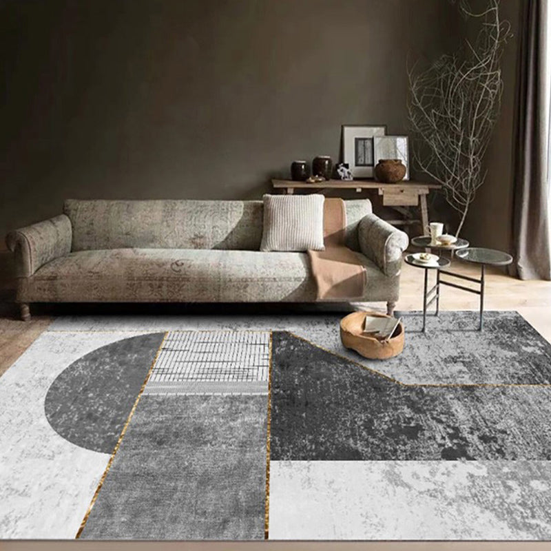 Creative Geometry Print Area Rug Polyester Indoor Carpet Pet Friendly Rug for Home Decoration
