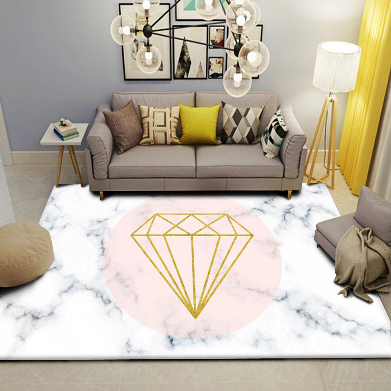 Alfombra de diamantes de poliéster de color interior de color rosa claro para sala de estar para sala de estar