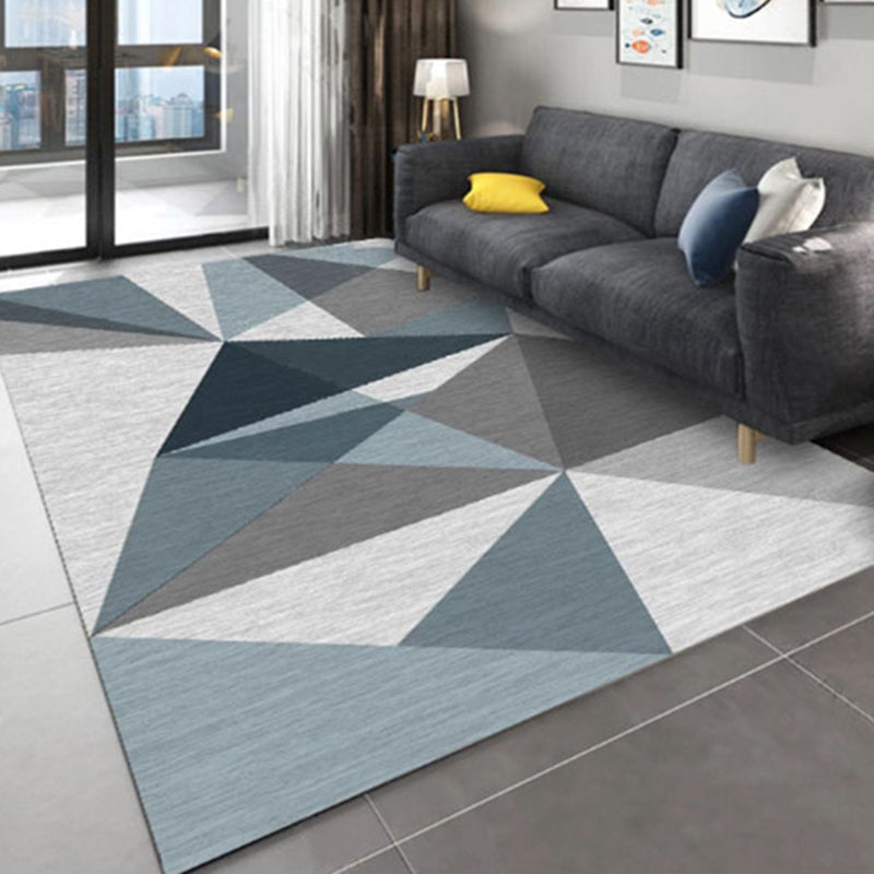 Funky Geometry Print Area Carpet Polyester Indoor Rug Non-Slip Backing Area Rug for Living Room
