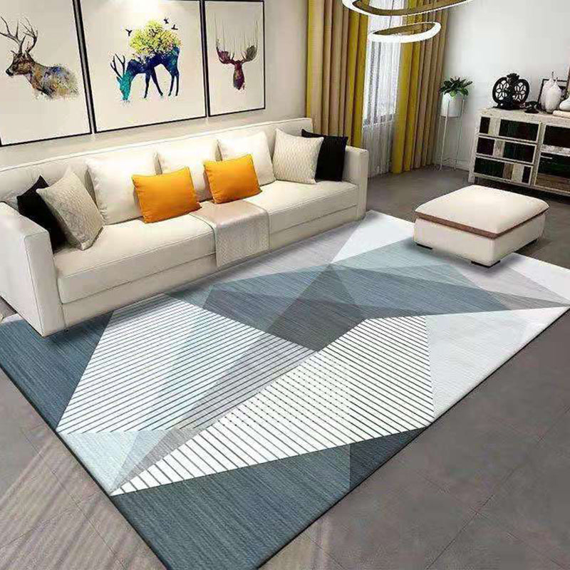 Funky Geometry Print Area Carpet Polyester Indoor Rug Non-Slip Backing Area Rug for Living Room