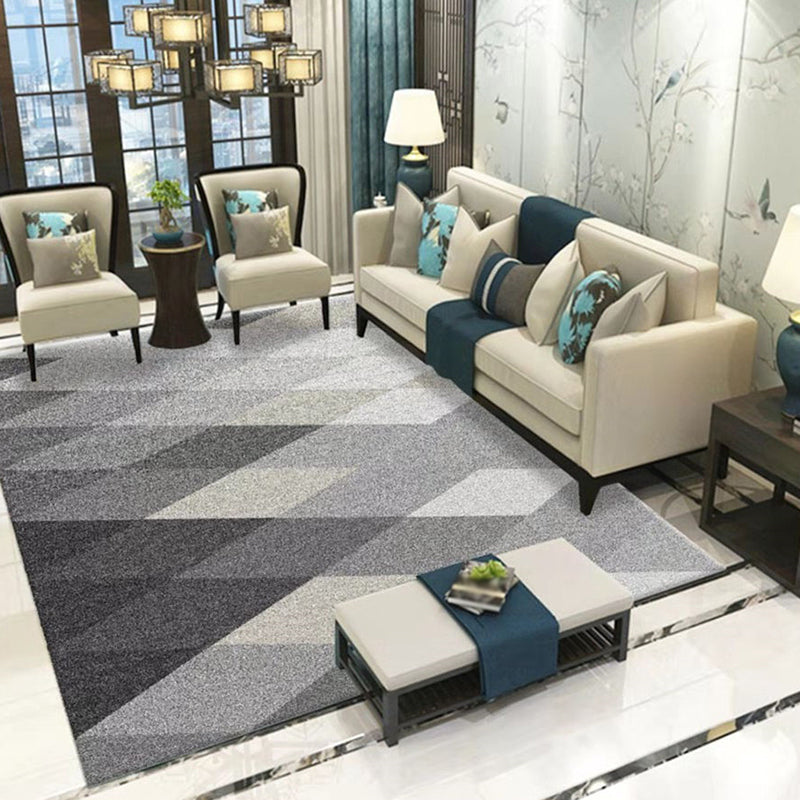 Funky Geometry Print Area Carpet Polyester Indoor Rug Non-Slip Backing Area Rug for Living Room