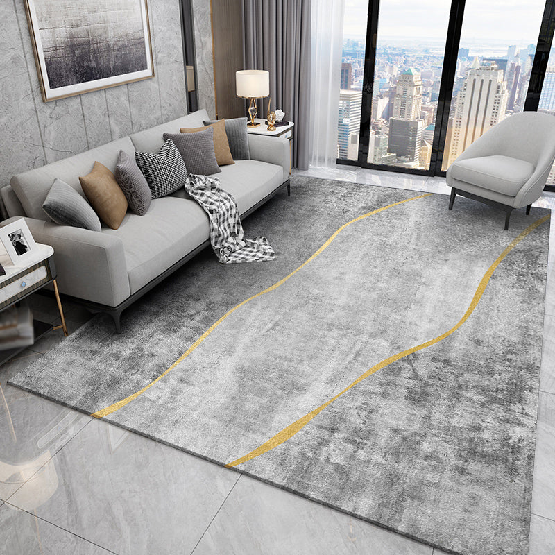 Minimalist Geometry Print Area Carpet Polyester Indoor Rug Non-Slip Backing Area Rug for Living Room