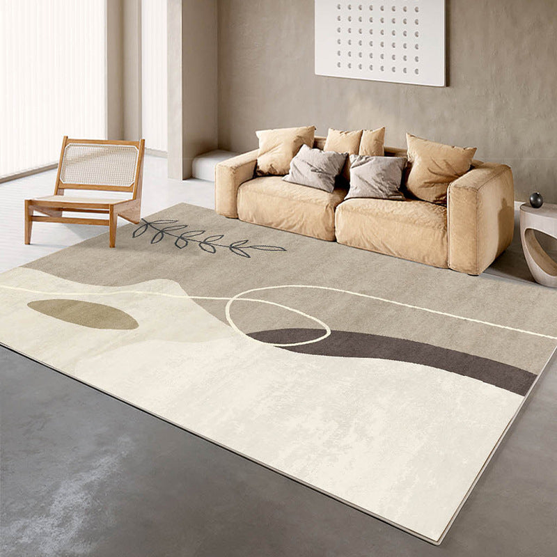Gray Modern Rug Polyester Contrast Color Design Rug Washable Rug for Living Room