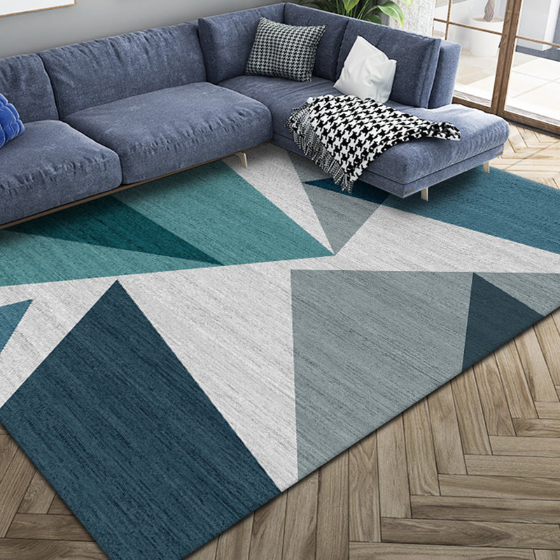 Trendy Rectangle Print Indoor Rug Polyester Carpet Non-Slip Backing Area Rug for Home Decoration