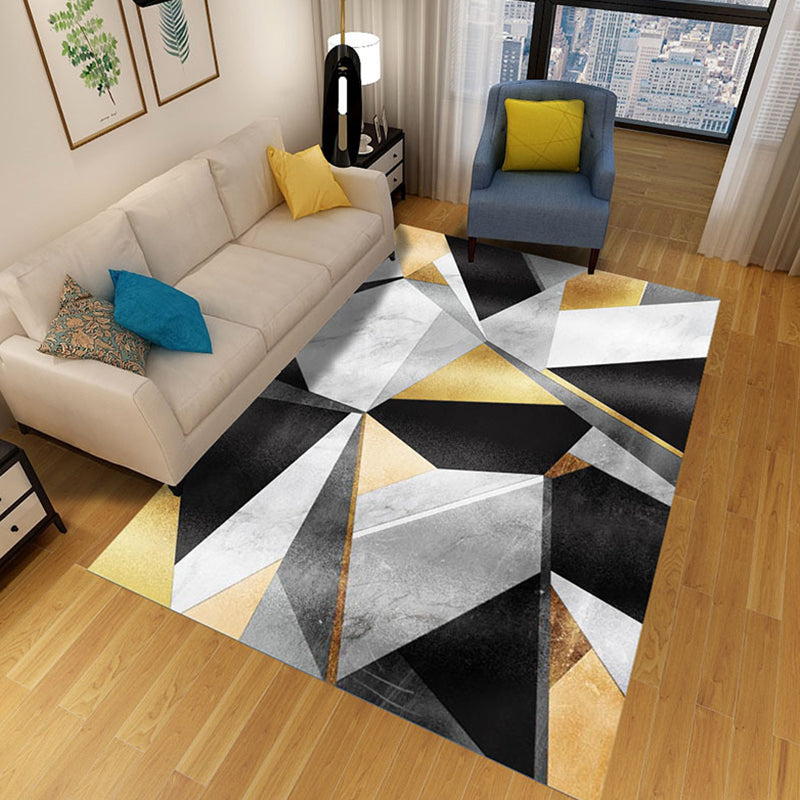 Modern Geometry Print Indoor Carpet Polyester Area Rug Washable Carpet for Home Decoration