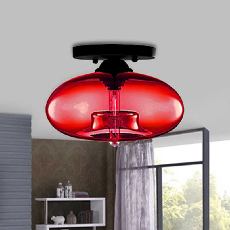 Lampe encastrée ovale en verre, Style Simple, 1 lumière claire/ambre/fumée, plafonnier pour couloir