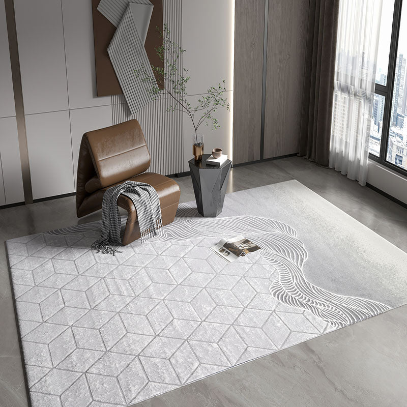 Modern Geometry Print Rug Polyester Indoor Carpet Stain Resistant Area Rug for Living Room