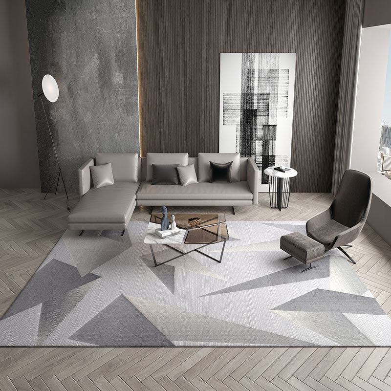 Modern Geometry Print Rug Polyester Indoor Carpet Stain Resistant Area Rug for Living Room