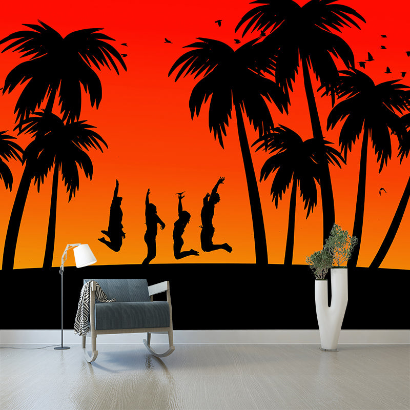 Tropical Illustration Wall Decal Stain Resistant Murals Decoration for Sleeping Room