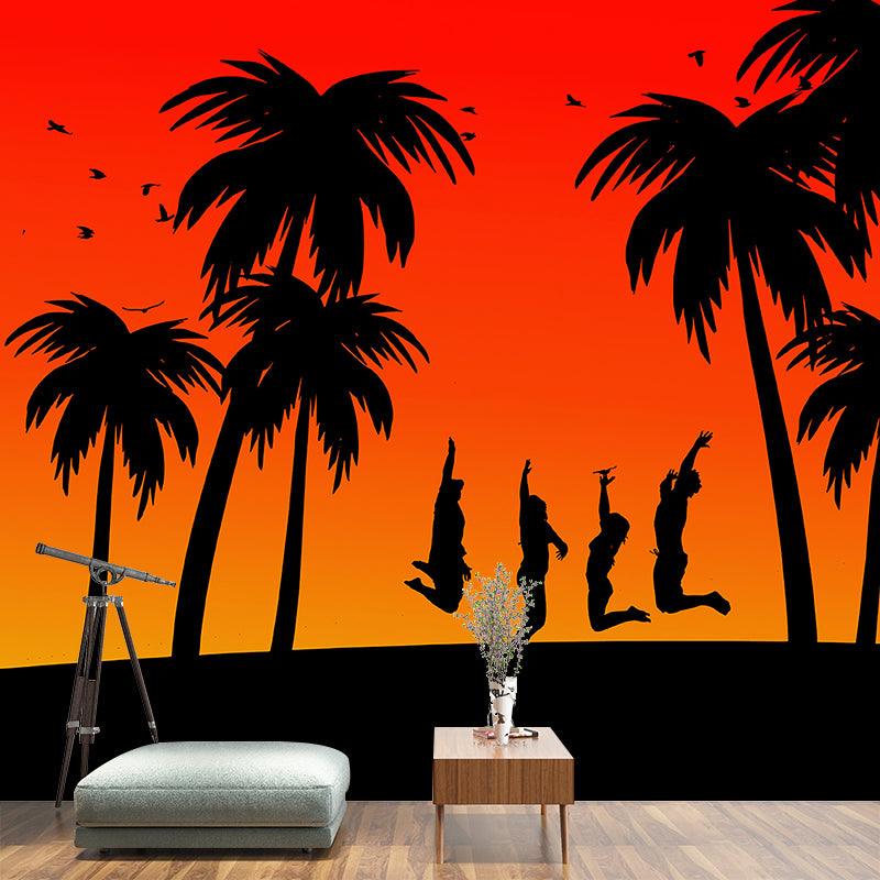 Tropical Illustration Wall Decal Stain Resistant Murals Decoration for Sleeping Room