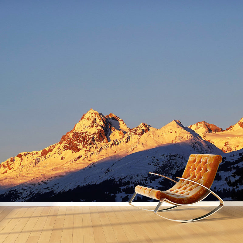 Modern Mildew Mountains Mural Decal Resistant Wall Covering for Living Room